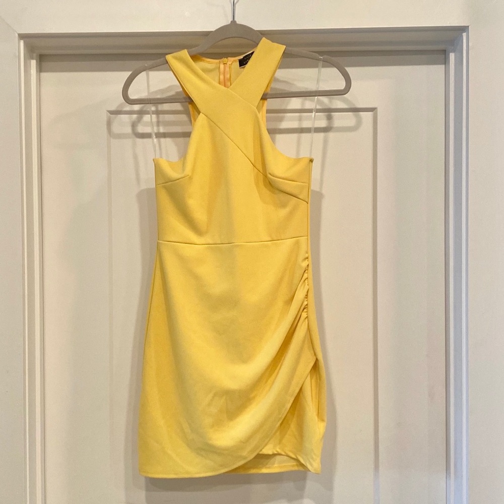 Yellow mini halter dress